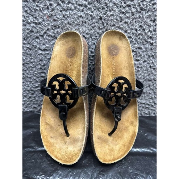 Tory Burch Miller Cloud Leather Slip On Sandals Perfect Black Womens Size 8 US - Picture 6 of 8